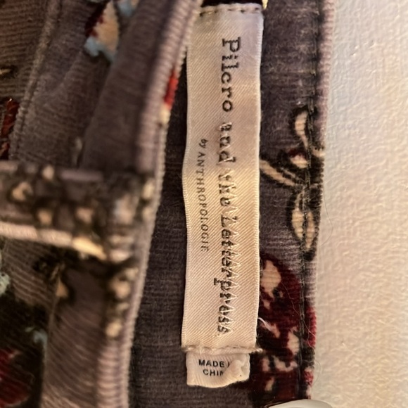 Pilcro Letterpress floral velvet cord high rise skinny pants - Picture 3 of 8